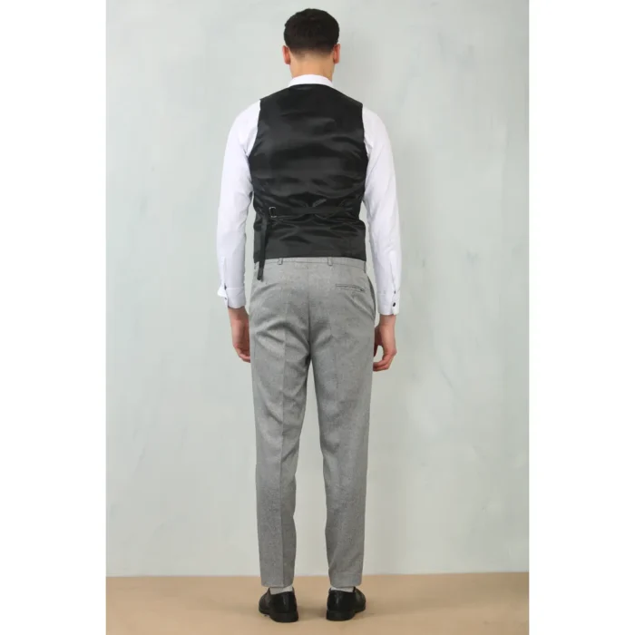 Men's 3 Piece Suit Grey Tailored Fit Wedding Classic Prom Formal Textured - Image 5