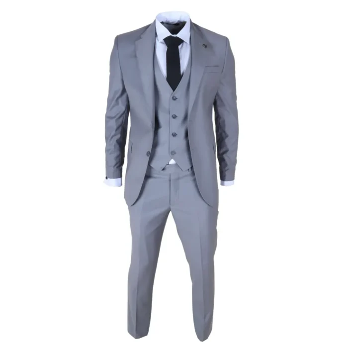 IM30 - Men's Grey 3 Piece Stitch Lapel Formal Suit - Image 2