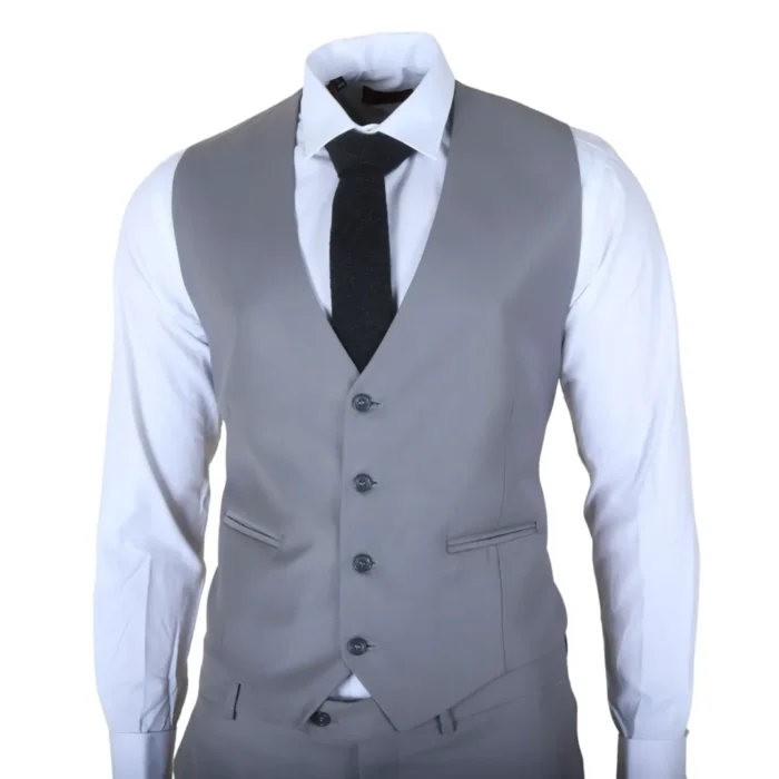 IM30 - Men's Grey 3 Piece Stitch Lapel Formal Suit - Image 5