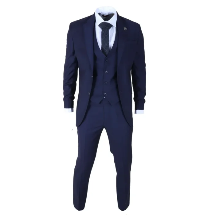 IM30 - Men's Navy 3 Piece Stitch Lapel Formal Suit - Image 2