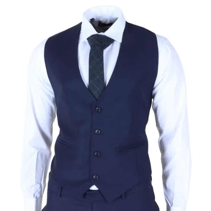 IM30 - Men's Navy 3 Piece Stitch Lapel Formal Suit - Image 5
