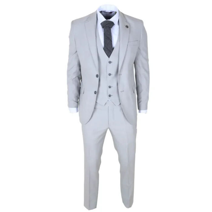 IM31 - Men's Grey 3 Piece Prince Of Wales Check Suit - Image 2