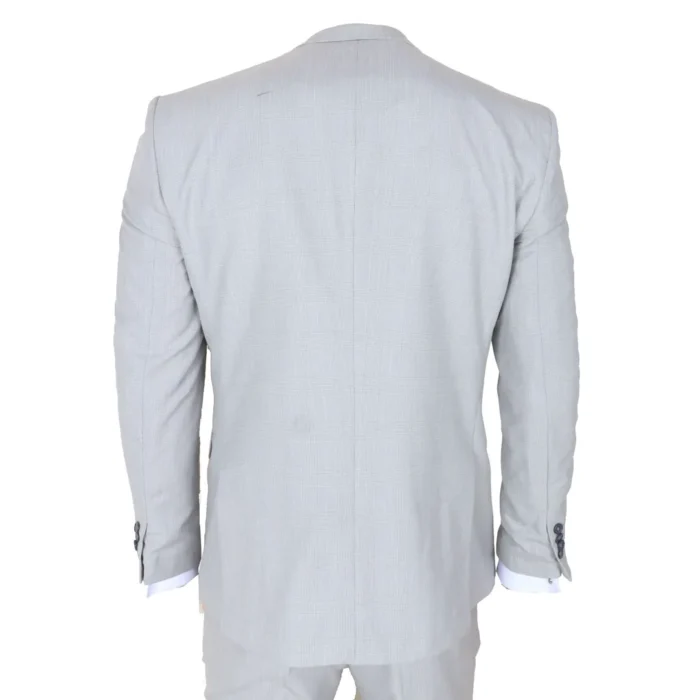 IM31 - Men's Grey 3 Piece Prince Of Wales Check Suit - Image 6