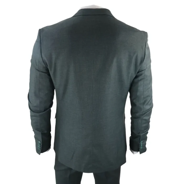 Mens Classic 3 Piece Suit Olive Green Pocket Chain Wedding Tailored Fit Vintage Formal - Image 8