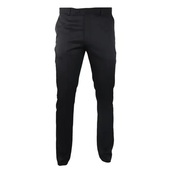 Mens Black Satin Trousers Tuxedo Dinner Suit Smart Formal Classic Regular - Image 1