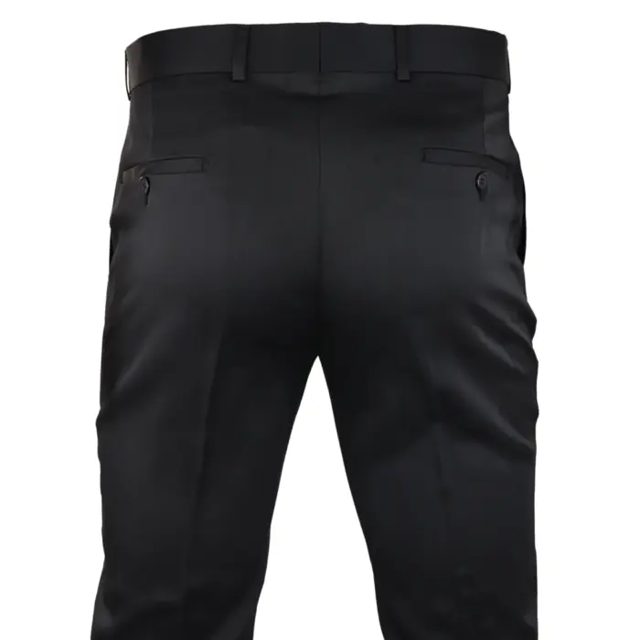 Mens Black Satin Trousers Tuxedo Dinner Suit Smart Formal Classic Regular - Image 4