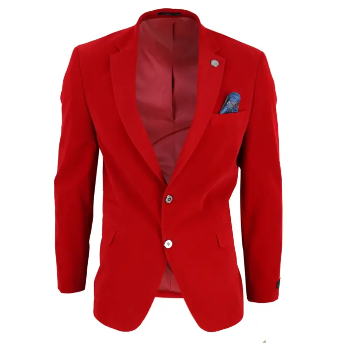 Mens Velvet Blazer Suit Jacket 2 Button Dinner Smart Casual Formal Tailored Fit - Image 13