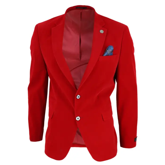 Mens Velvet Blazer Suit Jacket 2 Button Dinner Smart Casual Formal Tailored Fit - Image 16
