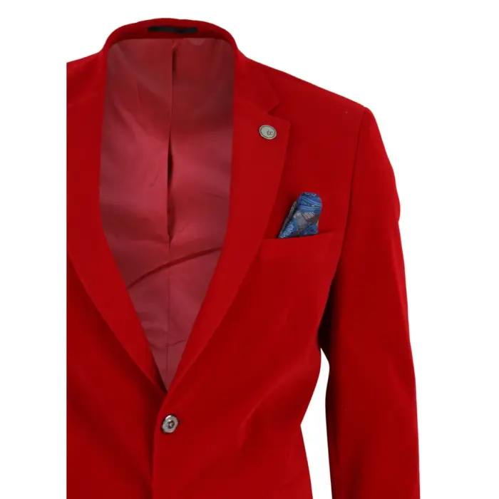 Mens Velvet Blazer Suit Jacket 2 Button Dinner Smart Casual Formal Tailored Fit - Image 15