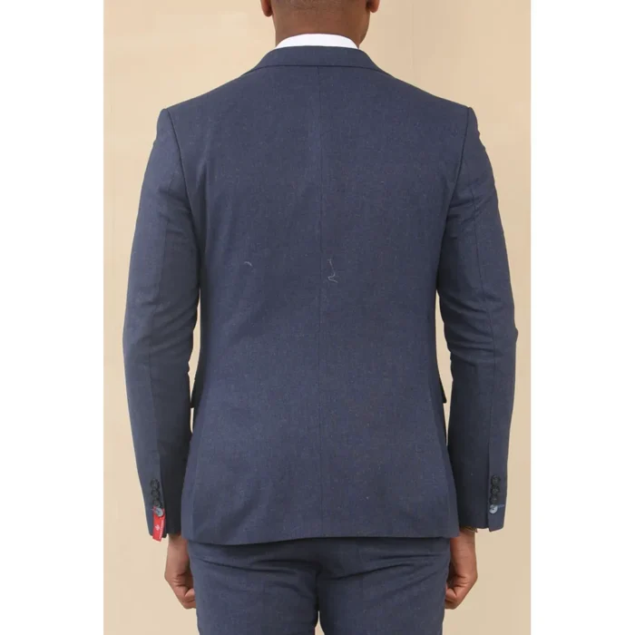 TP-24 - Men's Navy 3 Piece Linen Summer Wedding Suit - Image 7