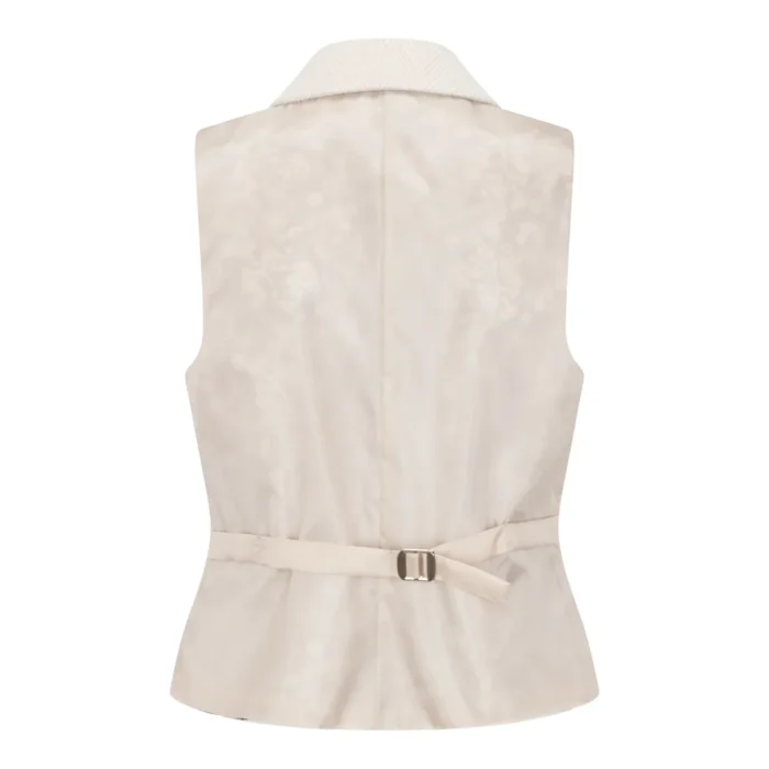 Women's Cream Wool Blend Tweed Blazer Waistcoat - Image 10