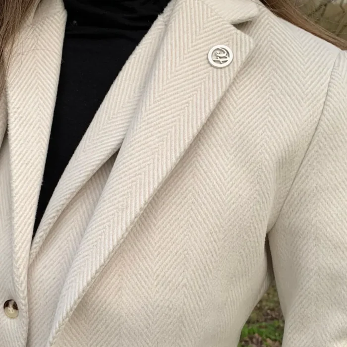 Women's Cream Wool Blend Tweed Blazer Waistcoat - Image 3
