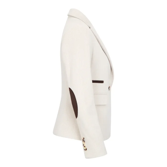 Women's Cream Wool Blend Tweed Blazer Waistcoat - Image 5