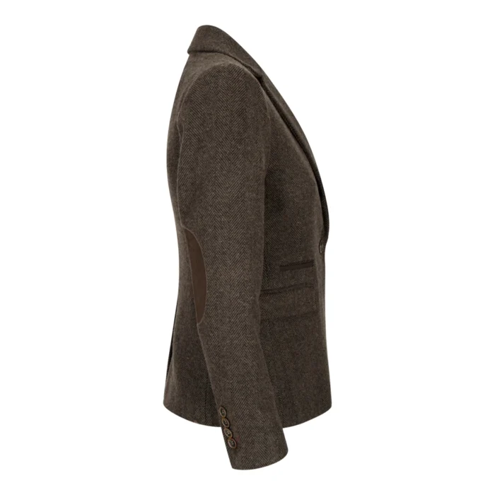 Womens Tweed Herringbone Blazer Jacket Waistcoat Brown 1920s Vintage Tailored - Image 5