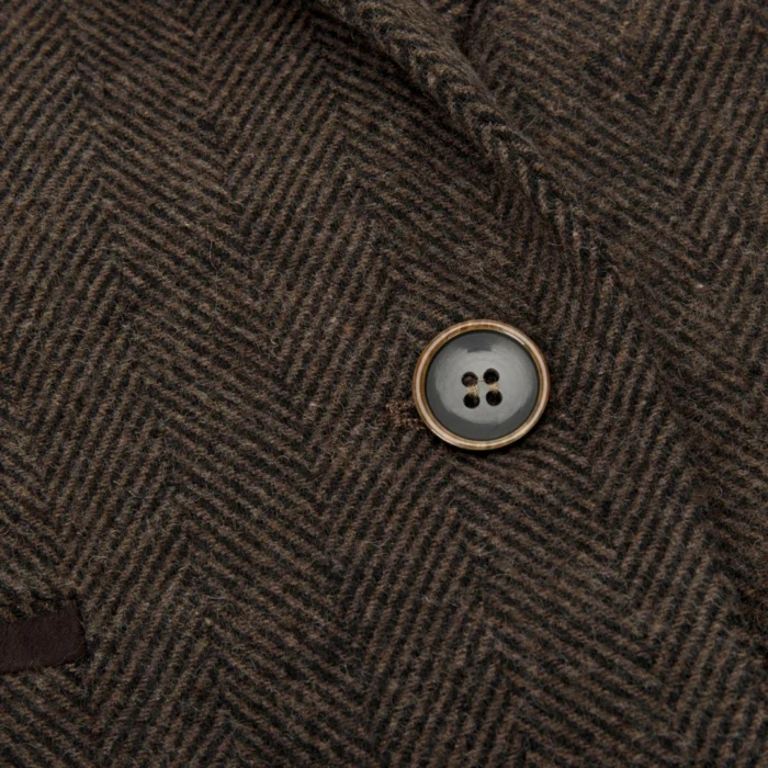 Womens Tweed Herringbone Blazer Jacket Waistcoat Brown 1920s Vintage Tailored - Image 4