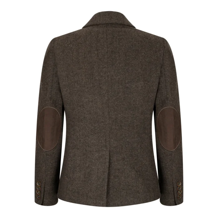 Womens Tweed Herringbone Blazer Jacket Waistcoat Brown 1920s Vintage Tailored - Image 6
