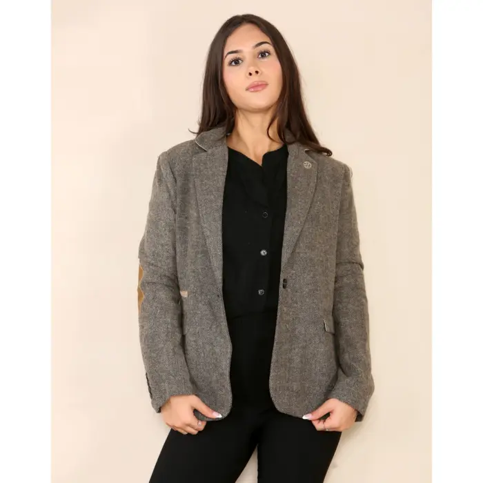 Womens Herringbone Tweed Waistcoat Blazer Oak Brown Classic Vintage Shooting Jacket - Image 12