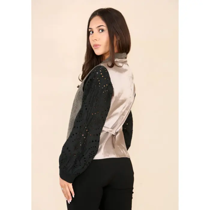 Womens Herringbone Tweed Waistcoat Blazer Oak Brown Classic Vintage Shooting Jacket - Image 4
