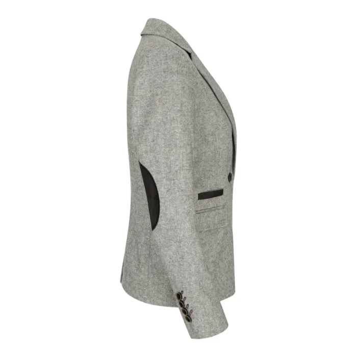 Womens Tweed Grey Black Blazer Jacket Waistcoat Elow Patch Classic Peaky 1920s - Image 5