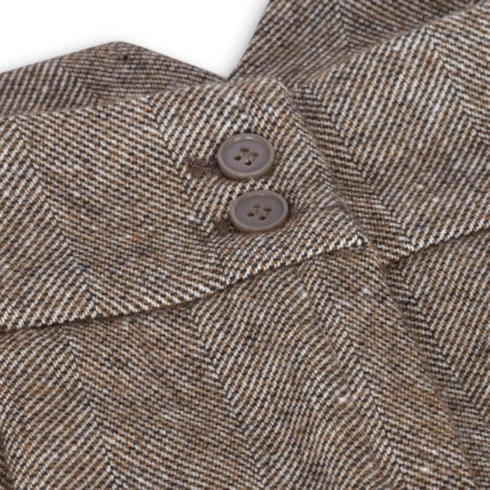 Womens Tweed Blazer Jacket 1920s Vintage Elbow Patch Waistcoat Blinders Tan - Image 8