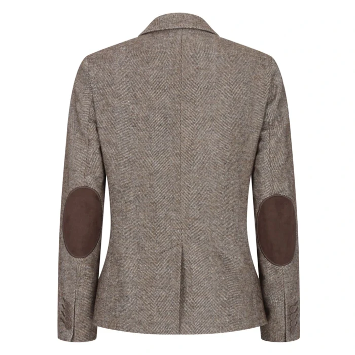 Womens Tweed Blazer Jacket 1920s Vintage Elbow Patch Waistcoat Blinders Tan - Image 2