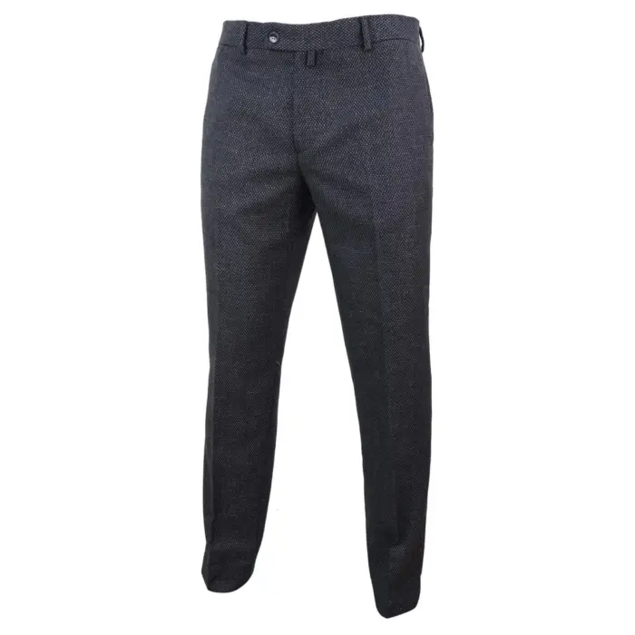 Mens Wool Trousers Tweed Charcoal Black Tailored Fit Peaky Blinders Classic - Image 2
