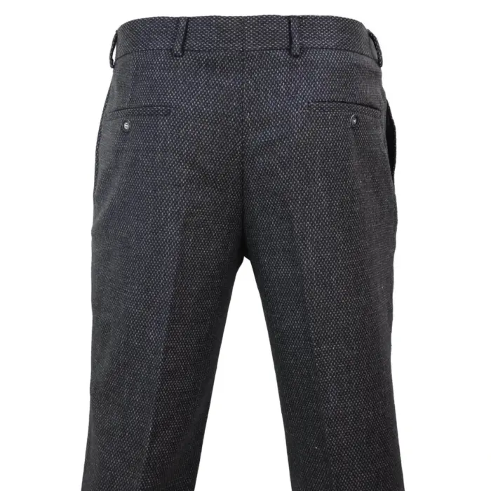 Mens Wool Trousers Tweed Charcoal Black Tailored Fit Peaky Blinders Classic - Image 4