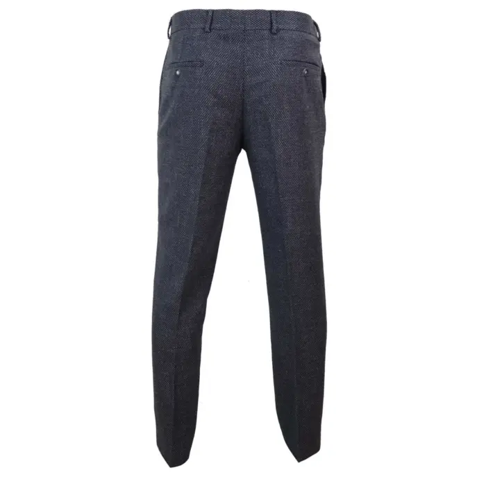 Mens Wool Trousers Tweed Charcoal Black Tailored Fit Peaky Blinders Classic - Image 3