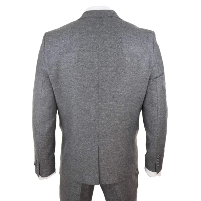 Mens Grey Wool 3 Piece Suit Double Breasted Waistcoat Tweed 1920s - Image 6