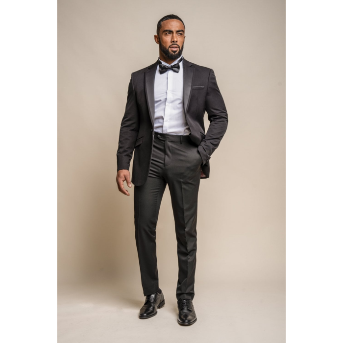 Mens Black Classic 2 Piece Tuxedo Peak Collar Suit - Image 2