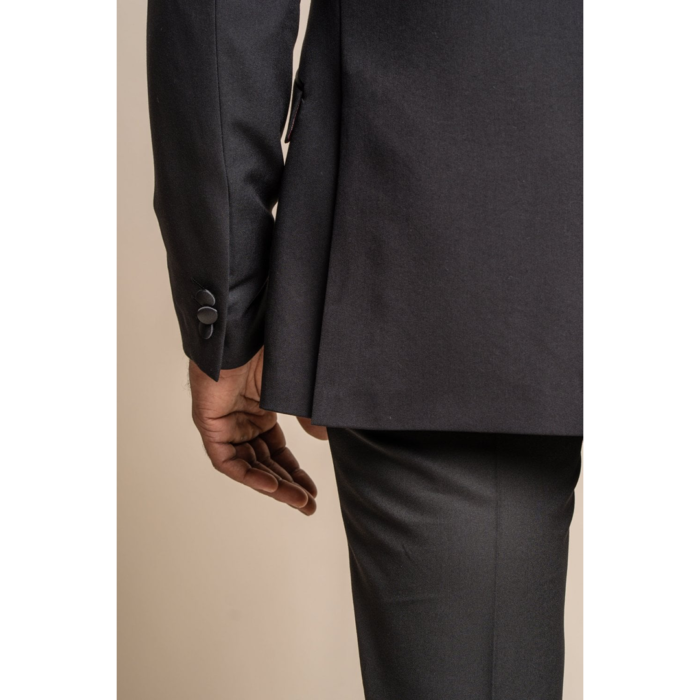 Mens Black Classic 2 Piece Tuxedo Peak Collar Suit - Image 4