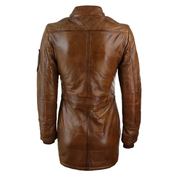 Ladies Black Real Fur Hooded Parka Real Leather Jacket Winter Coat - Image 14
