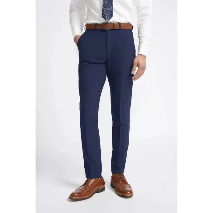 Men's Trousers Navy Blue Classic Formal Suit Pants - Image 1