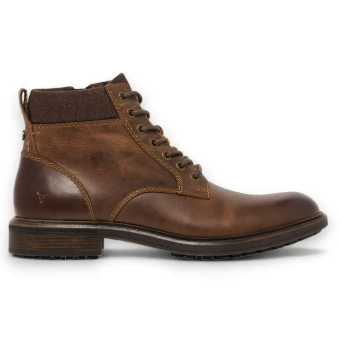 Beau - Men's Brown Lace Up Side Zip Leather Chelsea Boots - Image 1