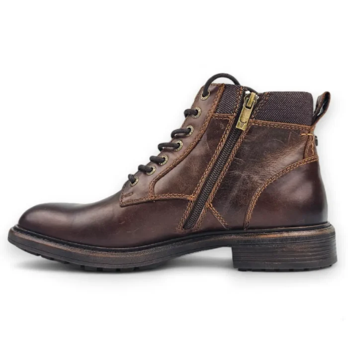 Beau - Men's Brown Lace Up Side Zip Leather Chelsea Boots - Image 4