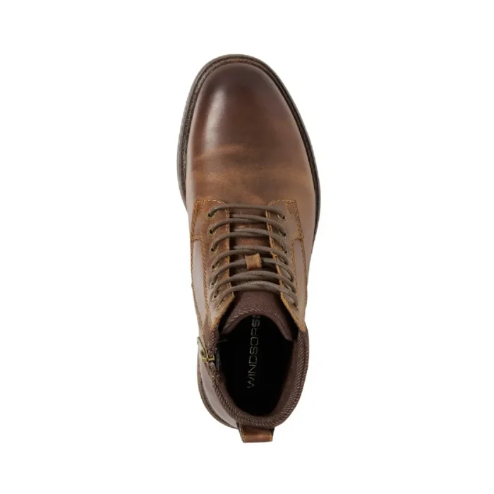 Beau - Men's Brown Lace Up Side Zip Leather Chelsea Boots - Image 5
