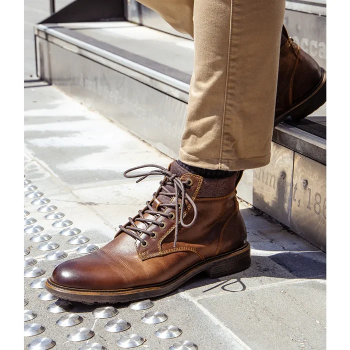 Beau - Men's Brown Lace Up Side Zip Leather Chelsea Boots - Image 2