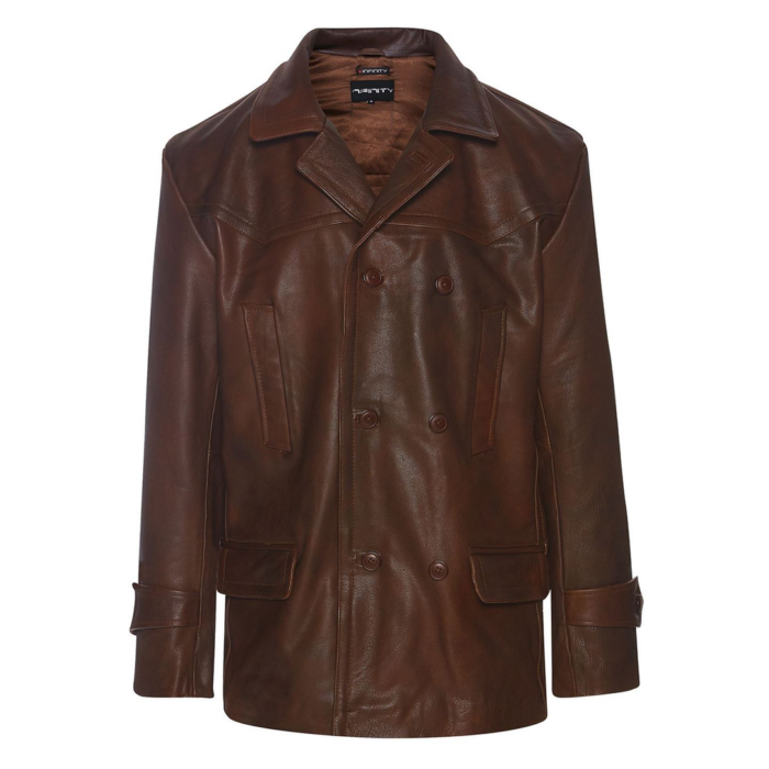 Mens 3/4 Double Breasted Real Leather Dr Who Kreigsmarine Uboat Jacket - Image 16