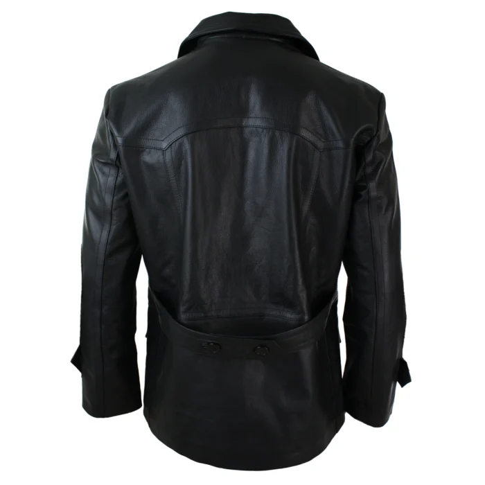 Mens 3/4 Double Breasted Real Leather Dr Who Kreigsmarine Uboat Jacket - Image 5