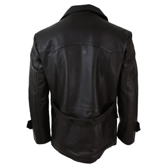 Mens 3/4 Double Breasted Real Leather Dr Who Kreigsmarine Uboat Jacket - Image 8