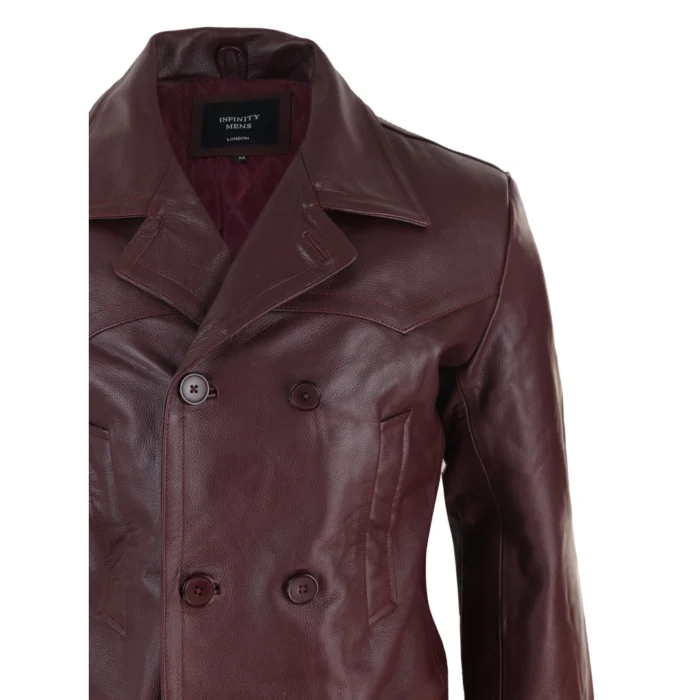 Mens 3/4 Double Breasted Real Leather Dr Who Kreigsmarine Uboat Jacket - Image 20