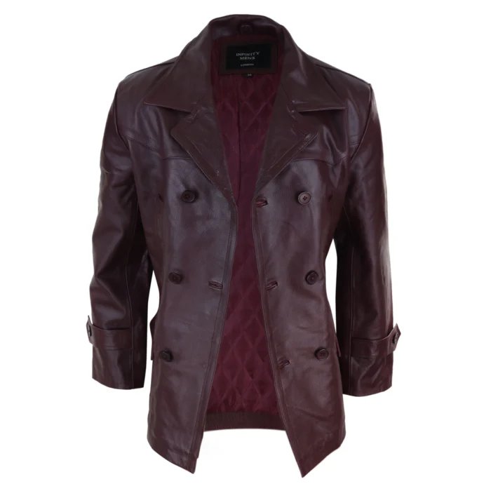Mens 3/4 Double Breasted Real Leather Dr Who Kreigsmarine Uboat Jacket - Image 21