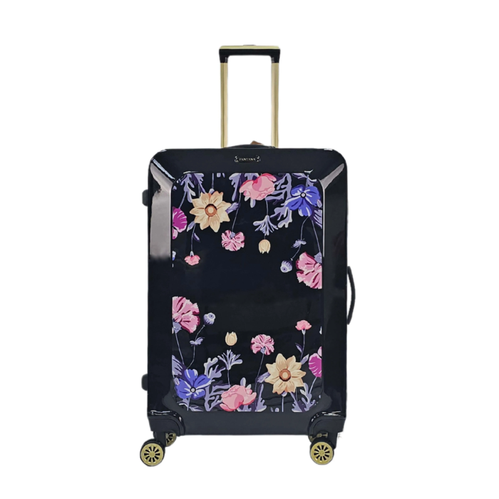 Floral Suitcase 4 Wheel Shiny Hard Case Shell Roller Wheels Cabin Small Medium Large Set Carry On Check In - Image 30