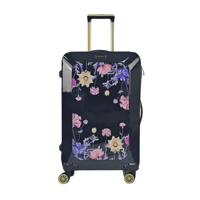 Floral Suitcase 4 Wheel Shiny Hard Case Shell Roller Wheels Cabin Small Medium Large Set Carry On Check In - Image 15