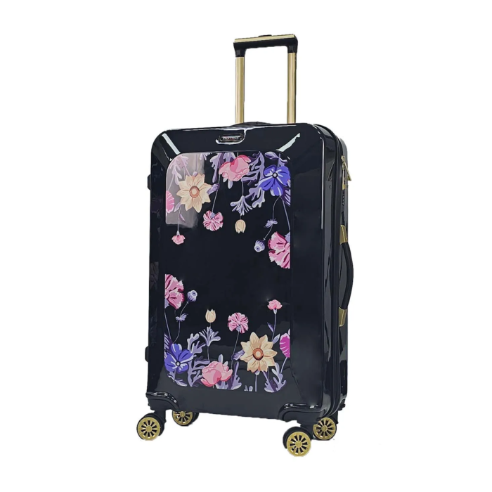 Floral Suitcase 4 Wheel Shiny Hard Case Shell Roller Wheels Cabin Small Medium Large Set Carry On Check In - Image 16