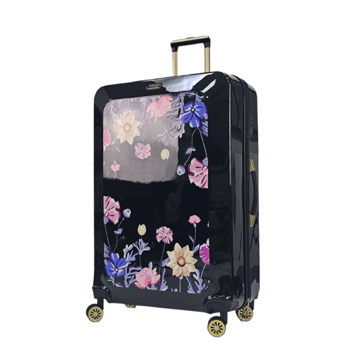 Floral Suitcase 4 Wheel Shiny Hard Case Shell Roller Wheels Cabin Small Medium Large Set Carry On Check In - Image 46