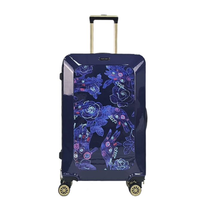 Floral Suitcase 4 Wheel Shiny Hard Case Shell Roller Wheels Cabin Small Medium Large Set Carry On Check In - Image 20