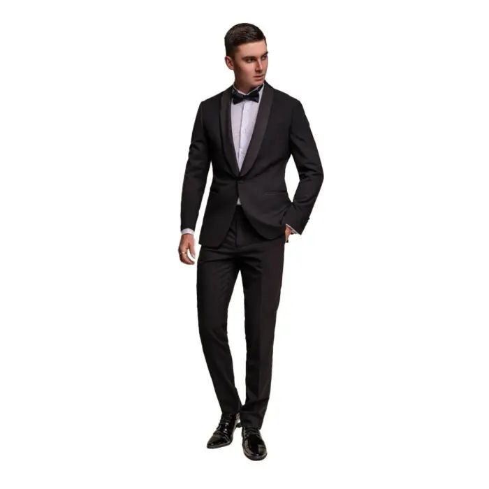 Mens Black Tuxedo 2 Piece Shawl Collar Suit - Image 1