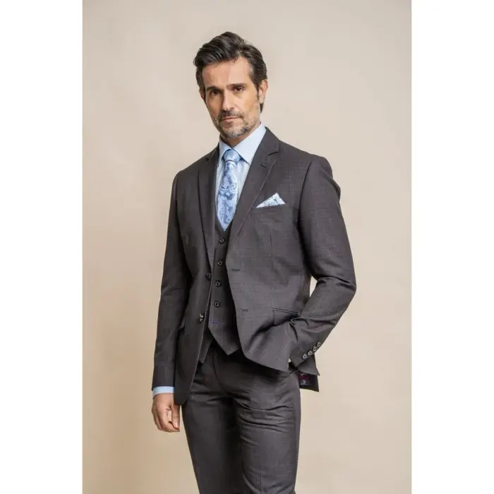 Mens Dark Grey 3 Piece Classic Suit Tailored Fit - Image 1