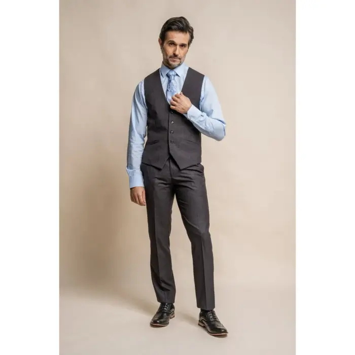 Mens Dark Grey 3 Piece Classic Suit Tailored Fit - Image 2